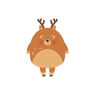 Geyik illüstrasyon tasarım karikatür. Şirin bambi hayvan vektör. Neşeli Noel kartı. Tavşan moda çocuk vektör. Serin ve güzel geyik illüstrasyon t-shirt, Çocuk giyim, davet, basit çocuk tasarım için.