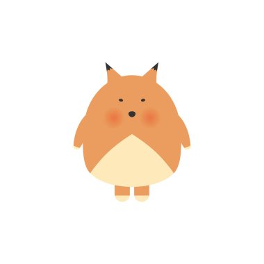 Sevimli çizgi fox modern basit düz stil içinde. Tatlı bebek çocuk duş kartı. Tavşan moda çocuk vektör. Serin ve güzel fox illüstrasyon t-shirt, Çocuk giyim, davet, basit çocuk tasarım için.