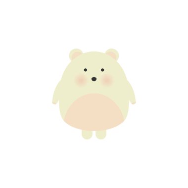 büyük beyaz güzel kutup ayısı, çocukça duvar kağıtları, yamalar, duvar sanatı, afiş, t-shirt, bardak için güzel kız gibi illüstrasyon izole.