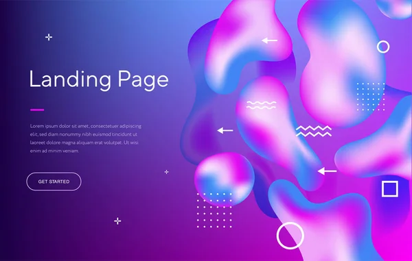 Abstract liquid modern graphic element. Dynamical colored forms and waves. Gradient abstract banner with flowing shapes. Template for the design of a website landing page, poster, or presentation. — Stock Vector