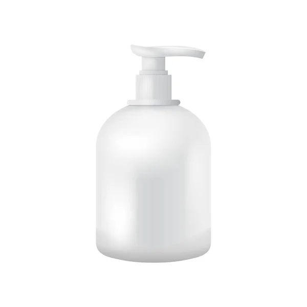 Embalaje vectorial Botella de cosméticos de productos de belleza gris blanco sobre fondo blanco aislado. Plantilla simulada lista para el diseño — Vector de stock