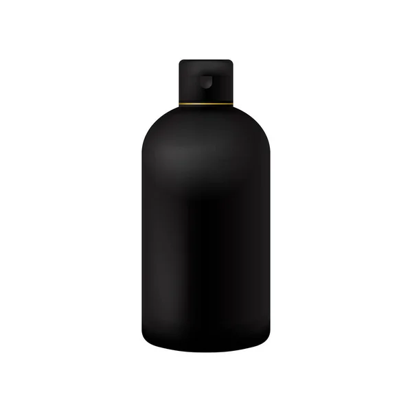 Vektor förpackning svart skönhetsprodukter kosmetika flaska på isolerad vit bakgrund. Mock-up mall redo för design. — Stock vektor