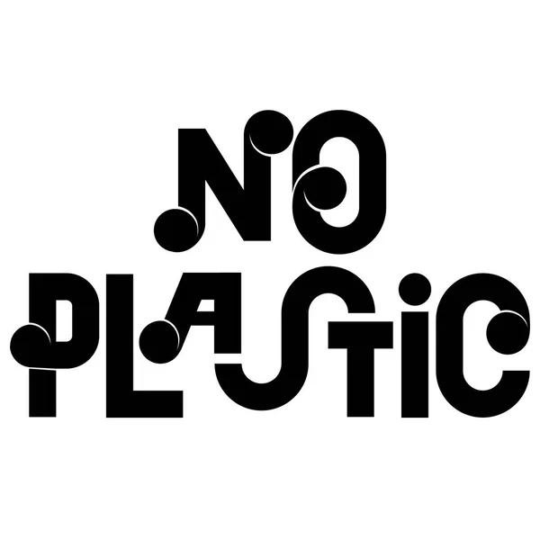 Keine Plastischen Flachen Schwarzen Kreativen Schriftzüge Das Weltkonzept Retten Logo — Stockvektor