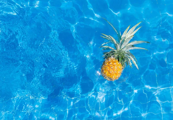 canlı taze ananas yüzme havuzunda güneş gözlüğü. Sağlıklı yaşam, seyahat kavramı. Metin alanı
