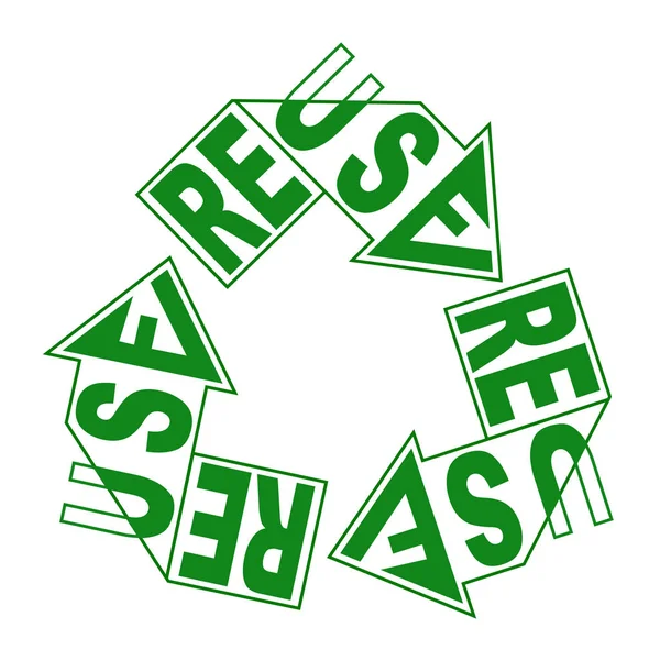 Επαναχρησιμοποίηση Δημιουργικών Γραμμάτων Πράσινο Σύμβολο Ανακύκλωσης Βέλους Οικολογία Αποθηκεύστε Την — Διανυσματικό Αρχείο