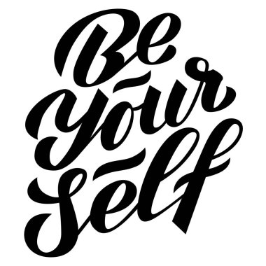 Kendiniz el siyah beyaz harflerçizilmiş olun. Pozitif, motivasyon, ilham kavramı. Vektör çizimi 