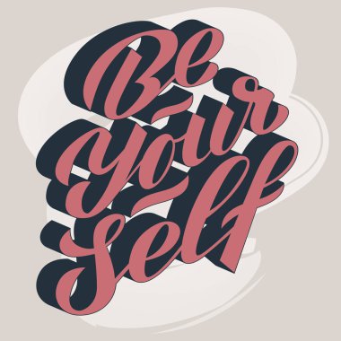 Kendinizi el vintage 3d yazı çizilmiş olun. Pozitif, motivasyon, ilham kavramı. Vektör çizimi 