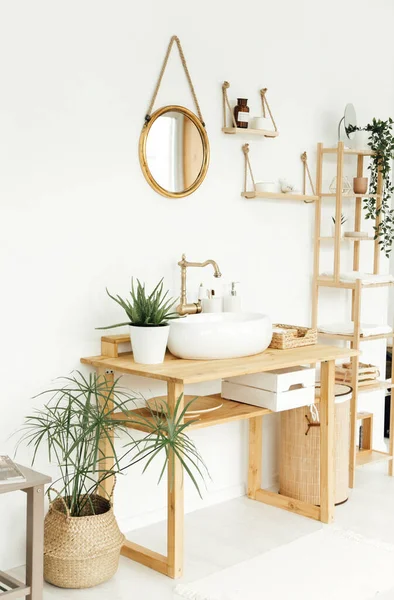 Stylish Bathroom Interior Concept Eco Friendly Apartment — Stock Photo, Image