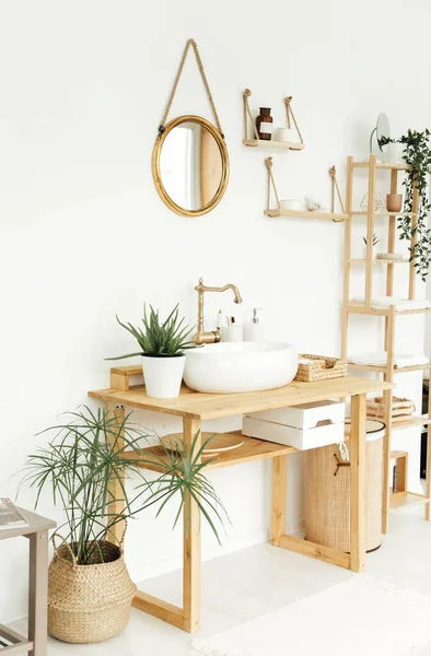 stylish bathroom interior. the concept of eco friendly apartment