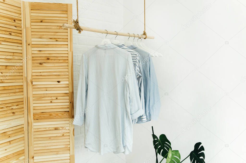 home clothes on a hanger. Scandinavian style