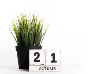 21 Ekim tarihi, kopyalama alanı arkaplanı beyaza izole edildi