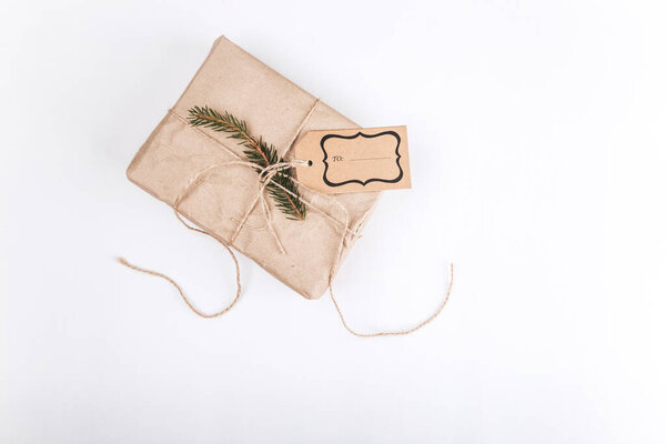 Christmas gift box on isolated white background