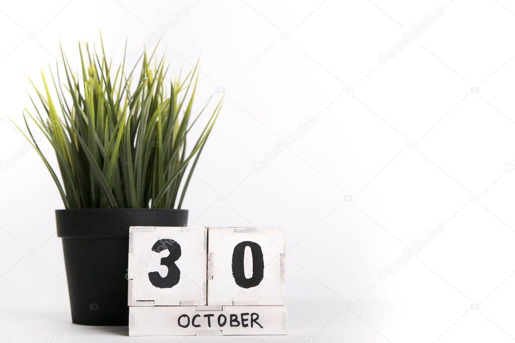 October 30, date on a white background