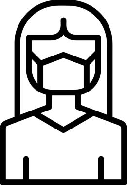 Black and white face mask icon symbol vector illustration in minimal simple style graphic design element for modern artwork clean outline sketch flat pictogram abstract template contour editable isolated digital png format for web ui