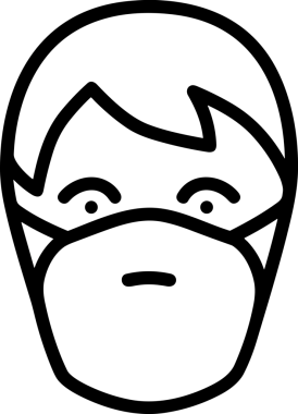 Black and white face mask icon symbol vector illustration in minimal simple style graphic design element for modern artwork clean outline sketch flat pictogram abstract template contour editable isolated digital png format for web ui