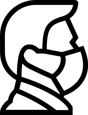 Black and white face mask icon symbol vector illustration in minimal simple style graphic design element for modern artwork clean outline sketch flat pictogram abstract template contour editable isolated digital png format for web ui