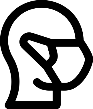 Black and white face mask icon symbol vector illustration in minimal simple style graphic design element for modern artwork clean outline sketch flat pictogram abstract template contour editable isolated digital png format for web ui