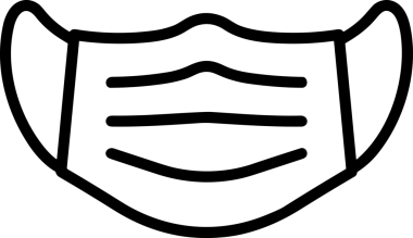 Black and white face mask icon symbol vector illustration in minimal simple style graphic design element for modern artwork clean outline sketch flat pictogram abstract template contour editable isolated digital png format for web ui
