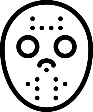Black and white face mask icon symbol vector illustration in minimal simple style graphic design element for modern artwork clean outline sketch flat pictogram abstract template contour editable isolated digital png format for web ui