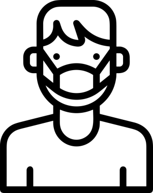 Black and white face mask icon symbol vector illustration in minimal simple style graphic design element for modern artwork clean outline sketch flat pictogram abstract template contour editable isolated digital png format for web ui