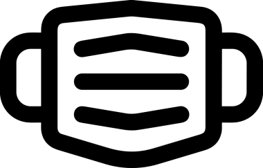 Black and white face mask icon symbol vector illustration in minimal simple style graphic design element for modern artwork clean outline sketch flat pictogram abstract template contour editable isolated digital png format for web ui