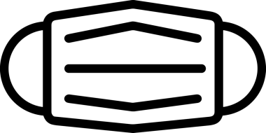 Black and white face mask icon symbol vector illustration in minimal simple style graphic design element for modern artwork clean outline sketch flat pictogram abstract template contour editable isolated digital png format for web ui
