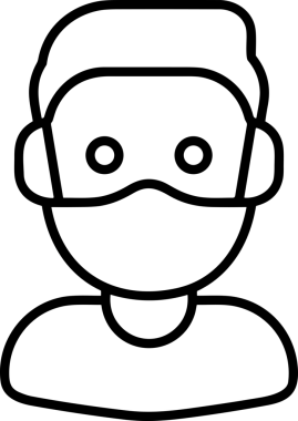 Black and white face mask icon symbol vector illustration in minimal simple style graphic design element for modern artwork clean outline sketch flat pictogram abstract template contour editable isolated digital png format for web ui