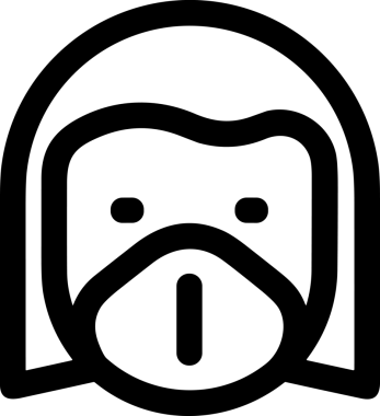 Black and white face mask icon symbol vector illustration in minimal simple style graphic design element for modern artwork clean outline sketch flat pictogram abstract template contour editable isolated digital png format for web ui