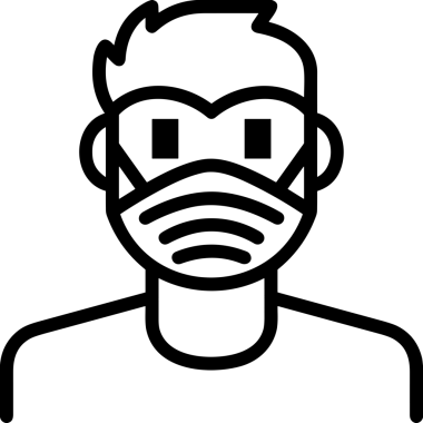 Black and white face mask icon symbol vector illustration in minimal simple style graphic design element for modern artwork clean outline sketch flat pictogram abstract template contour editable isolated digital png format for web ui
