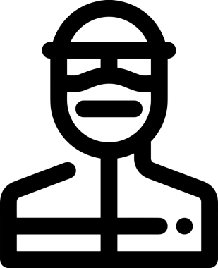 Black and white face mask icon symbol vector illustration in minimal simple style graphic design element for modern artwork clean outline sketch flat pictogram abstract template contour editable isolated digital png format for web ui