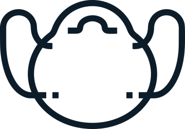 Black and white face mask icon symbol vector illustration in minimal simple style graphic design element for modern artwork clean outline sketch flat pictogram abstract template contour editable isolated digital png format for web ui