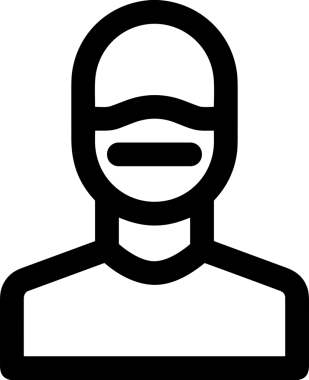 Black and white face mask icon symbol vector illustration in minimal simple style graphic design element for modern artwork clean outline sketch flat pictogram abstract template contour editable isolated digital png format for web ui