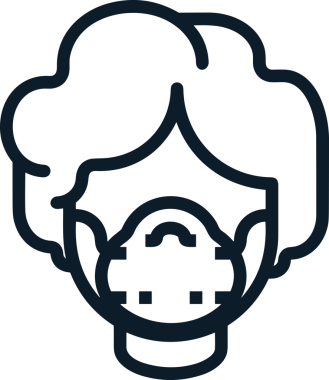 Black and white face mask icon symbol vector illustration in minimal simple style graphic design element for modern artwork clean outline sketch flat pictogram abstract template contour editable isolated digital png format for web ui