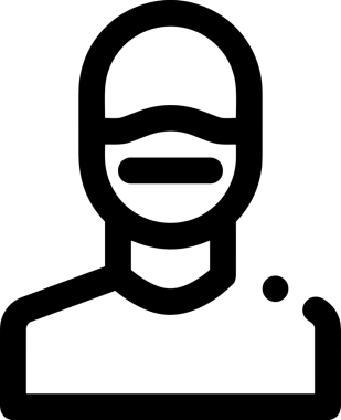 Black and white face mask icon symbol vector illustration in minimal simple style graphic design element for modern artwork clean outline sketch flat pictogram abstract template contour editable isolated digital png format for web ui