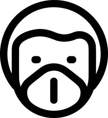 Black and white face mask icon symbol vector illustration in minimal simple style graphic design element for modern artwork clean outline sketch flat pictogram abstract template contour editable isolated digital png format for web ui