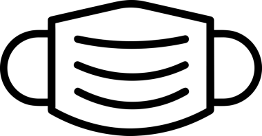 Black and white face mask icon symbol vector illustration in minimal simple style graphic design element for modern artwork clean outline sketch flat pictogram abstract template contour editable isolated digital png format for web ui