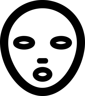 Black and white face mask icon symbol vector illustration in minimal simple style graphic design element for modern artwork clean outline sketch flat pictogram abstract template contour editable isolated digital png format for web ui