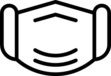 Black and white face mask icon symbol vector illustration in minimal simple style graphic design element for modern artwork clean outline sketch flat pictogram abstract template contour editable isolated digital png format for web ui