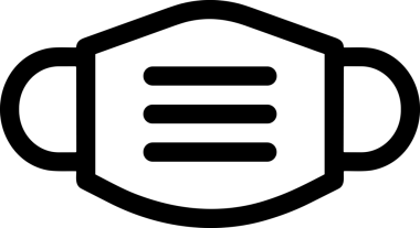 Black and white face mask icon symbol vector illustration in minimal simple style graphic design element for modern artwork clean outline sketch flat pictogram abstract template contour editable isolated digital png format for web ui