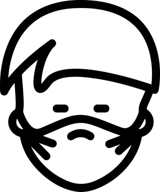 Black and white face mask icon symbol vector illustration in minimal simple style graphic design element for modern artwork clean outline sketch flat pictogram abstract template contour editable isolated digital png format for web ui