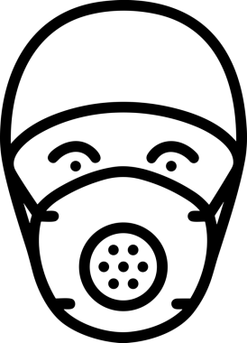 Black and white face mask icon symbol vector illustration in minimal simple style graphic design element for modern artwork clean outline sketch flat pictogram abstract template contour editable isolated digital png format for web ui