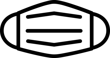 Black and white face mask icon symbol vector illustration in minimal simple style graphic design element for modern artwork clean outline sketch flat pictogram abstract template contour editable isolated digital png format for web ui