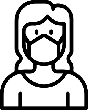 Black and white face mask icon symbol vector illustration in minimal simple style graphic design element for modern artwork clean outline sketch flat pictogram abstract template contour editable isolated digital png format for web ui