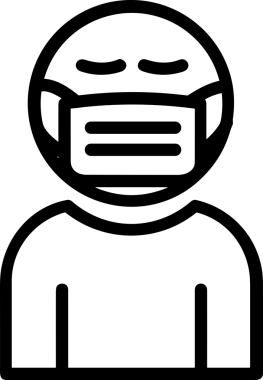 Black and white face mask icon symbol vector illustration in minimal simple style graphic design element for modern artwork clean outline sketch flat pictogram abstract template contour editable isolated digital png format for web ui