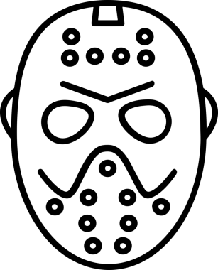 Black and white face mask icon symbol vector illustration in minimal simple style graphic design element for modern artwork clean outline sketch flat pictogram abstract template contour editable isolated digital png format for web ui