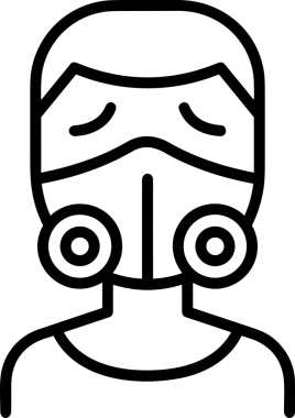 Black and white face mask icon symbol vector illustration in minimal simple style graphic design element for modern artwork clean outline sketch flat pictogram abstract template contour editable isolated digital png format for web ui