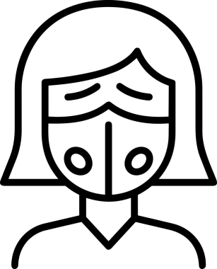 Black and white face mask icon symbol vector illustration in minimal simple style graphic design element for modern artwork clean outline sketch flat pictogram abstract template contour editable isolated digital png format for web ui