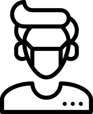 Black and white face mask icon symbol vector illustration in minimal simple style graphic design element for modern artwork clean outline sketch flat pictogram abstract template contour editable isolated digital png format for web ui