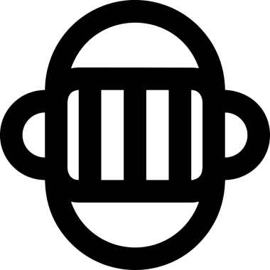 Black and white face mask icon symbol vector illustration in minimal simple style graphic design element for modern artwork clean outline sketch flat pictogram abstract template contour editable isolated digital png format for web ui