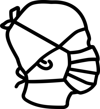 Black and white face mask icon symbol vector illustration in minimal simple style graphic design element for modern artwork clean outline sketch flat pictogram abstract template contour editable isolated digital png format for web ui